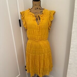 Max Studio Mustard Ruffled Mini Dress